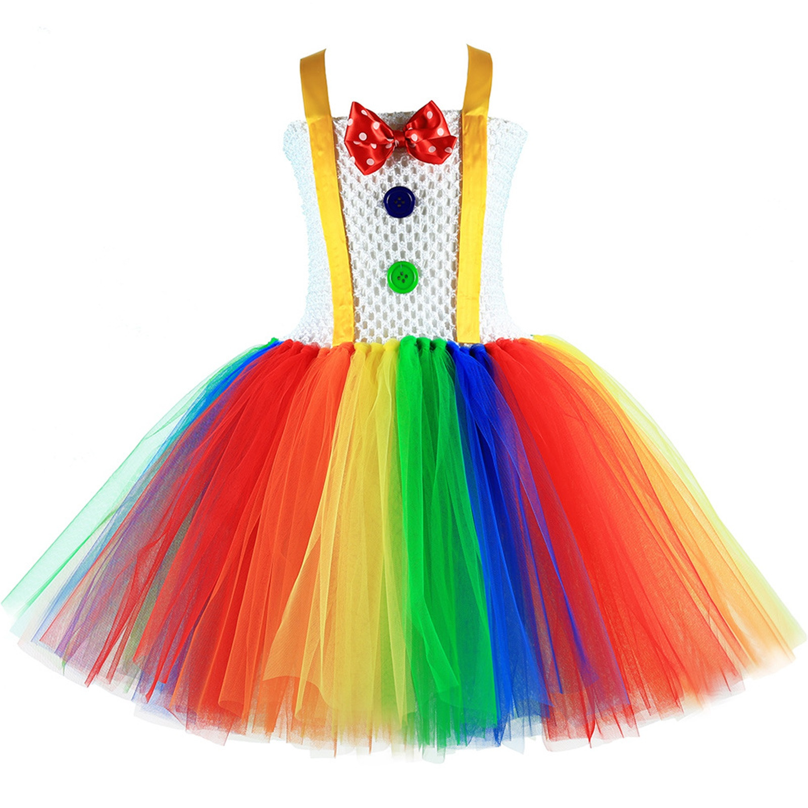 LUOGENLI Girls Valentine's Day Dresses 6X Girls Carnival Dresses Girl Party Tutu Dress Kids Rainbow Dress Girls St. Patrick's Day Dresses 5 Long Sleeve Girls Easter Dresses Size 14 Yellow 7-8 Years